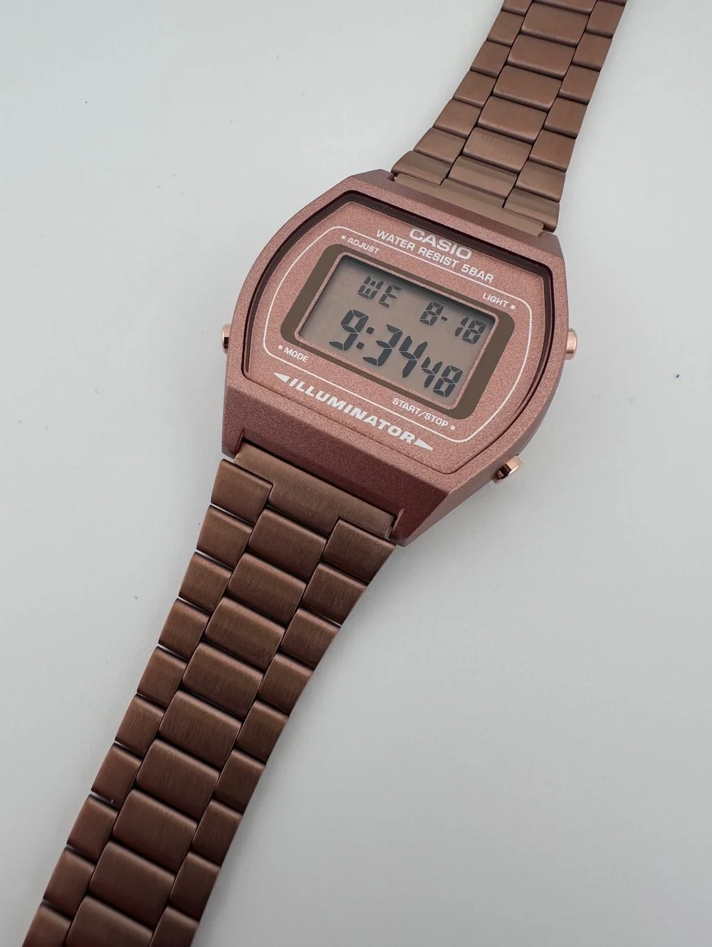 Casio B640WC-5A Rose Gold Digital Watch, Retro Unisex Stainless Steel Watch